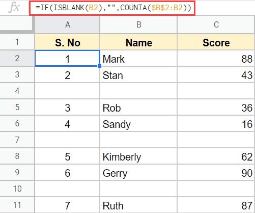 Hướng dẫn cách đánh số hàng tự động trong Google Sheets